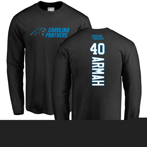 Carolina Panthers Men Black Alex Armah Backer NFL Football #40 Long Sleeve T Shirt->carolina panthers->NFL Jersey